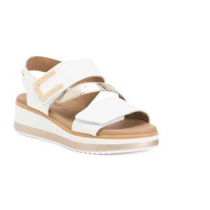 IGI&CO White Made In Italy Leather Wedge Sandals